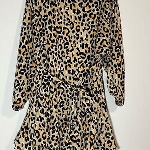 Mittoshop Leopard Print Kids Dress with Tie Waist